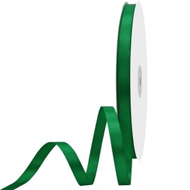 Maclemon Forest Green Double Satin Ribbon 3/8 inches x 100 Yards Solid Colour Ribbon For Gift Wrapping Craft Sewing Hair Accessories Balloons Birthday Parties Wedding Decorations And More