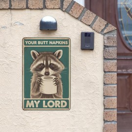 Quirky Bathroom Tin Sign 8X12IN Rustic Metal Wall Art for Cottage Powder Room, Hunting Lodge & Campground Decor