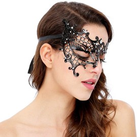 Masquerade Mask for Women Metal Mask Shiny Rhinestone Venetian Party Evening Prom Ball Masks Bar Costumes Accessory (Half Face)