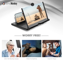 携帯電話スクリーン拡大鏡 (16インチ) スクリーンクロス付き - 携帯電話用プレミアムスクリーン拡大鏡 - HD携帯電話拡大鏡 スクリーン - 3D携帯電話画面拡大鏡 - すべての年齢の携帯電話アクセサリー