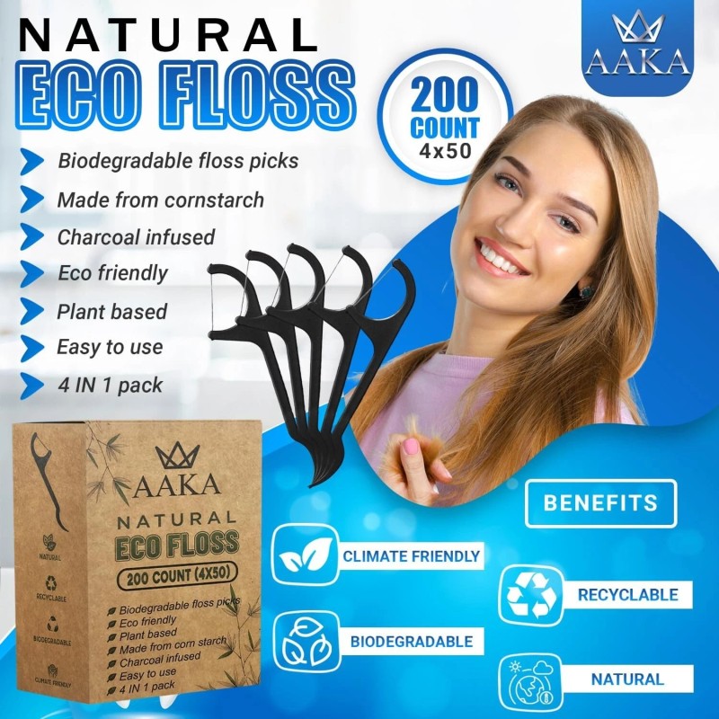 Biodegradable Dental Floss Picks- Plant Based- Eco Friendly Oral Care