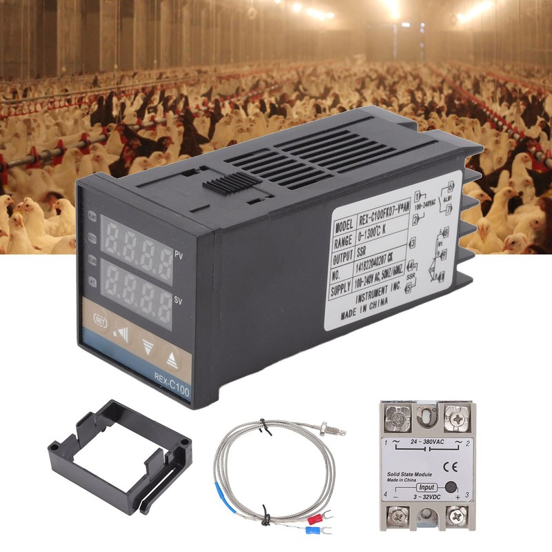 Digital PID Thermostat Temperature Controller Long 100V‑240V and 3.3ft M6