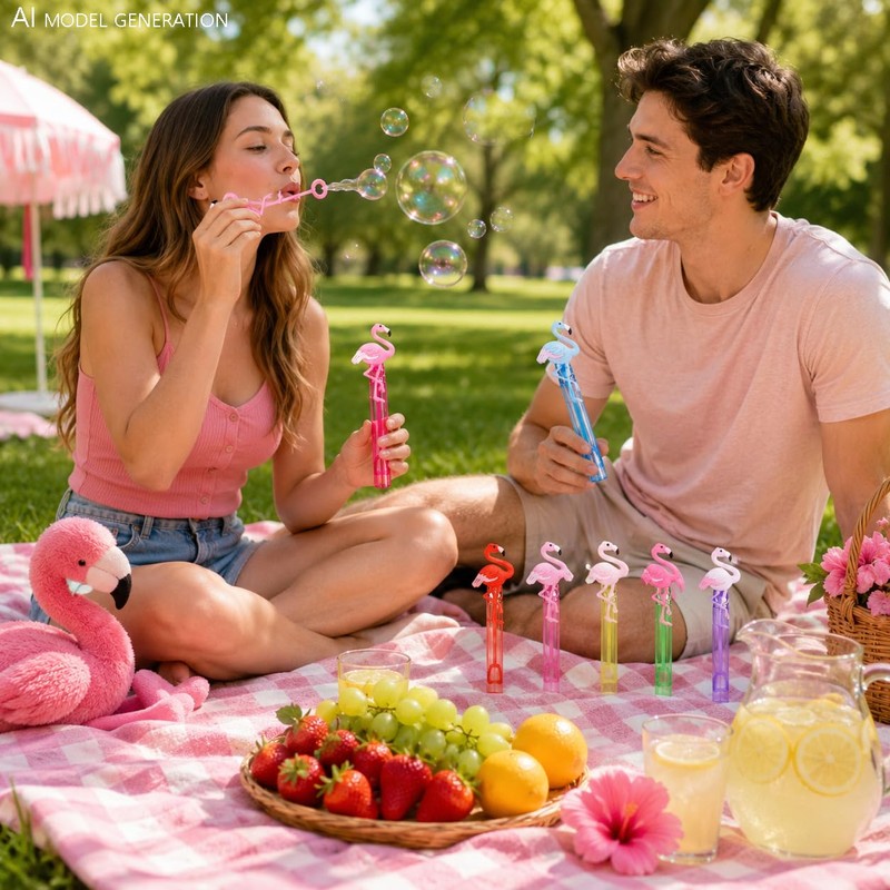 24 Pcs Flamingo Bubble Wands, Luau Party Favors & Goodie
