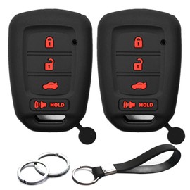 INFIPAR 2pcs Compatible with Honda Accord Civic CR-V HR-V Fit Crosstour Black Key Fob Cover Case Key Chain Protector Keyless Remote Holder