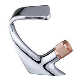 MGAYTYOAG Waterfall Bathroom Mixer Tap Brass Matt Black/Chrome Washbasin Faucet Knurling Handle Single Hole Deck Mounted(Chrome and Rose Gold)