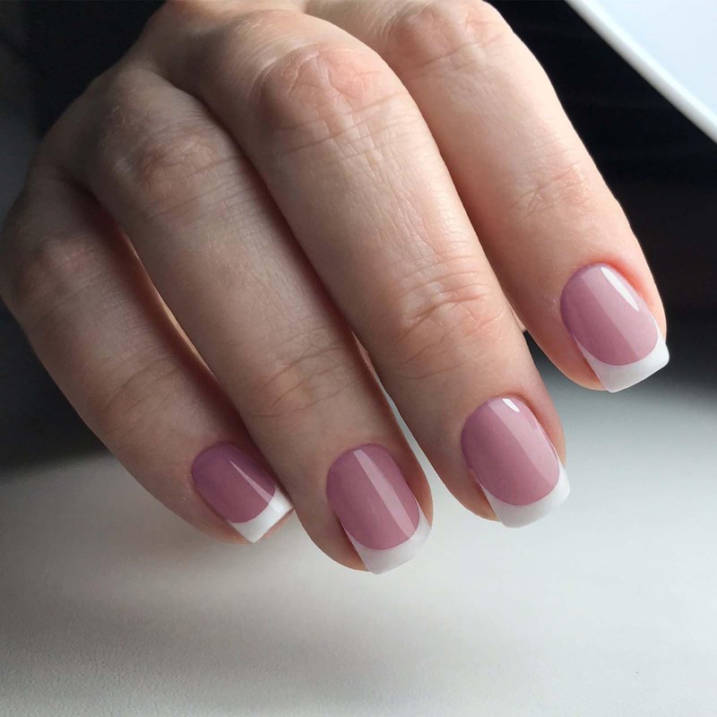 24PCS Short False Nails - French Tip False Nails -