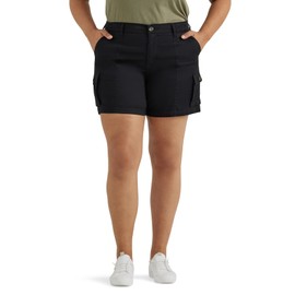 Lee Women's Size Ultra Lux Comfort with Flex-to-Go Cargo Short, Union-All Black, 22 Plus