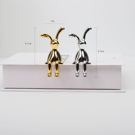 wacino Modern Golden and Silver Decor Rabbit - Versatile Decoration for Home, Kitchen, Office, Shelf, Table, Dresser, and More (Gold 2 pcs)