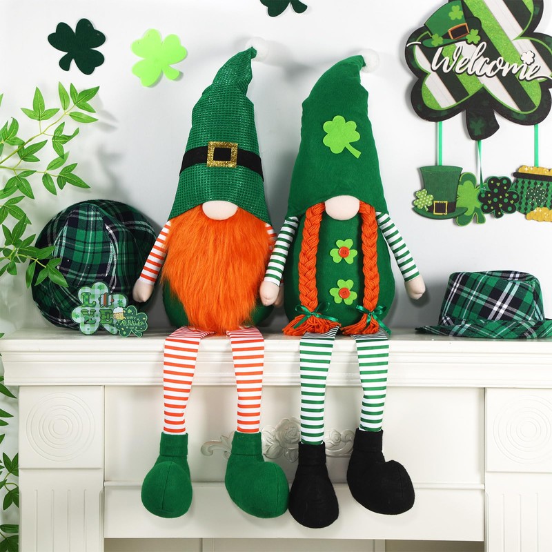 2 Pcs Extra Large St. Patrick's Day Gnome Plush Decor
