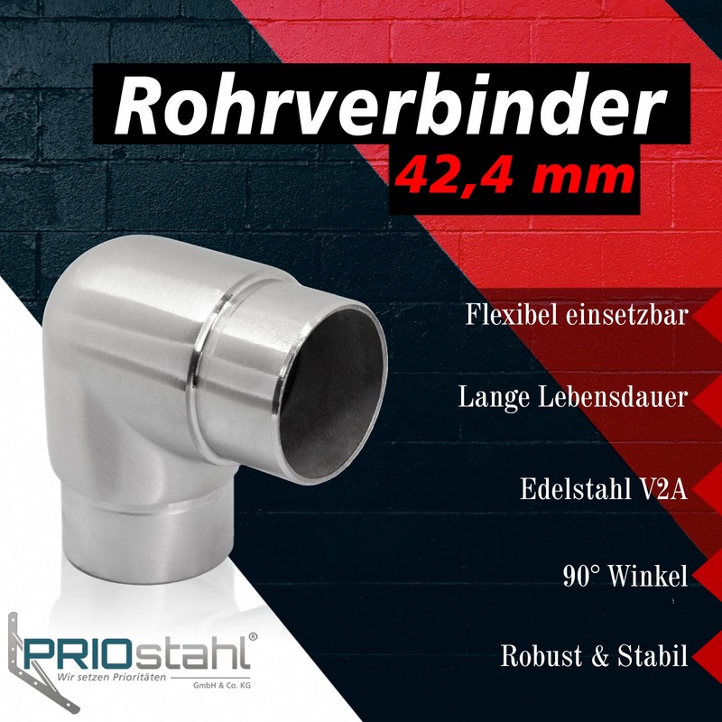 PRIOstahl Round Elbow Pipe Connector Plug Fitting Corner Connector Round