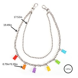 Multilayer Bear Butterfly Cloud Mushroom Candy Dinosaur Resin Gummy Pendant Pocket Wallet Chain Hip Hop Butterfly Charm Jeans Belt Safety Pin Chain Waist Abdomen Chain Pants Woman Jewelry-Bear2