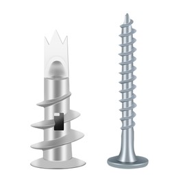 Pack of 50 Plasterboard Dowels, Self-Drilling Plasterboard Dowels, Metal Cavity Dowels, Dowels with Screws, for Fixing in Stone, Brick, Concrete, Plasterboard Uvm