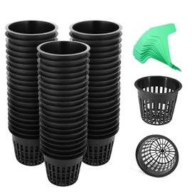 Business King 3 Inch Hydroponic Net Pots with Plant Labels 30-Pack