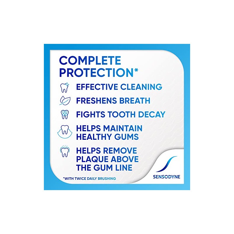 Sensodyne Sensitivity Toothpaste for Sensitive Teeth, Complete Protection, Extra Fresh,