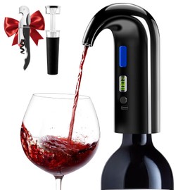 Cosyall Aeratore Elettrico per vino, aeratore per vino rosso One Touch, aeratore e dispenser per vino intelligente con tipo C ricaricabile (Nero)