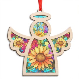 AXIARA Angel Sunflower Gifts, Christmas Ornaments 2024 - Sympathy Gifts for Loss of Loved One, Pet Bereavement Gift Ideas, Miscarriage Memorial Gifts - Christmas Tree Decoration Suncatcher Ornaments