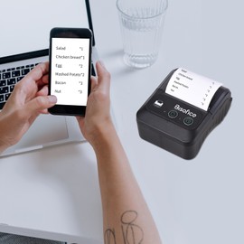 Bisofice Portable Wireless BT 58mm 2 Inch Thermal Receipt Printer Mini USB Bill POS Mobile Printer Support ESC/POS Print Command Compatible with Android/iOS/Windows for Small Business Restaurant Retail Store