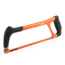 Great Neck 74007 12 Inch Professional Hacksaw, TPI Bi-Material Blade, High Tension Tool, Adjustable-Angle Design, 90-Degree Straight Cut and 45-Degree Flush Cut