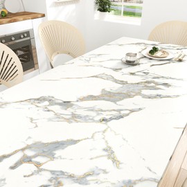EPPKILY White Gold Marble Contact Paper Peel and Stick for Countertops Matte White Marble Wallpaper Removable Countertop Contact Paper Waterproof for Kitchen Backsplash Cabinet Vinyl Wrap 15.7"×118"