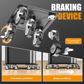 LOYAL TIGER Heavy Duty 1500LBS Furniture Dolly & Movers with 5X 360° Wheels - Carbon Steel Panel & Non-Slip Casters, Includes Lifter Jacks, Gliders for Sofa, Refrigerator (5.4 Inch, Black)