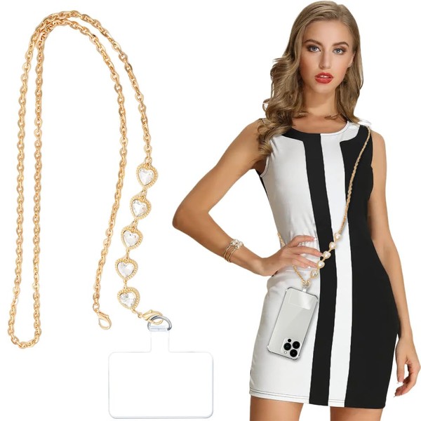 Turkalla Phone Crossbody Chain Cell Phone Lanyard,Universal Leather+Metal Shouder Strap