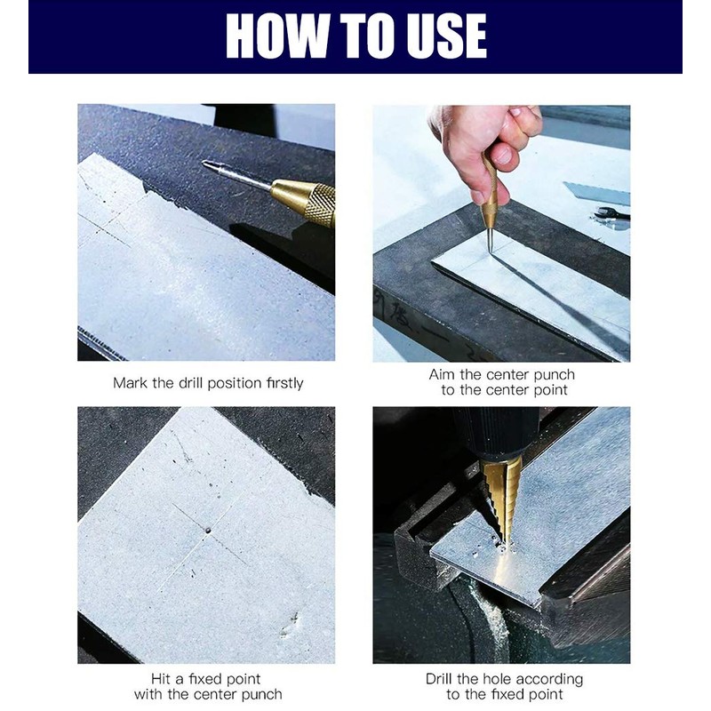 Step Drill Bits Set Titanium Coated 3 PCS HSS 28