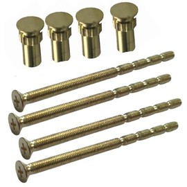 M5 x 90mm Brass Door Handle Pozi Screws with Brass Security Bolt Carriage Sleeve Male to Female Connecting Screws for Door Handle, Knobs Es-cutcheons and Others (Pack of 4)