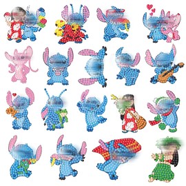 Menelos Pack of 18 Diamond Painting Stickers, Diamond Painting Children, Cartoon Diamond Painting for Children, 5D Diamond Painting Set Children, DIY Set Children for Boys Girls