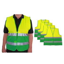 4business Set of 4 High-Visibility Vests Yellow / Green EN ISO 20471 for Adults Sizes S - 3XL Polyester Washable Safety Vest Signal Vest Set of 4 (2XL / 3XL)