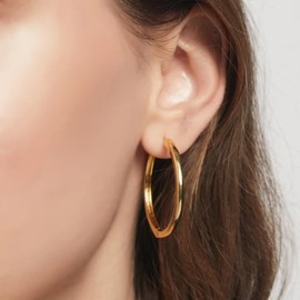 14K Gold Hoop Earrings For Women, Large Hoops Earrings for Gold Hoops Earrings For Women Dainty Gold Earrings for Trendy Minimalist Designs 30-50MM