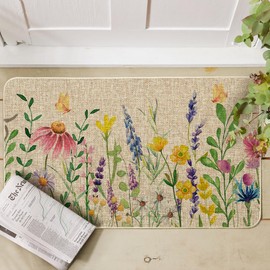 Artoid Mode Flowers Lavender Daisy Spring Doormat, Home Summer Decor Low-Profile Switch Rug Door Mat Floor Mat for Indoor Outdoor 17x29 Inch