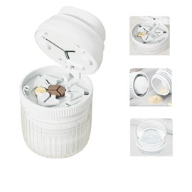 lomonemen Multifunctional 4-in-1 Tablet Cutter, Pill Mill, Medication Divider for Small and Large Tablets, Daily Tablet Grinder (White Grind)
