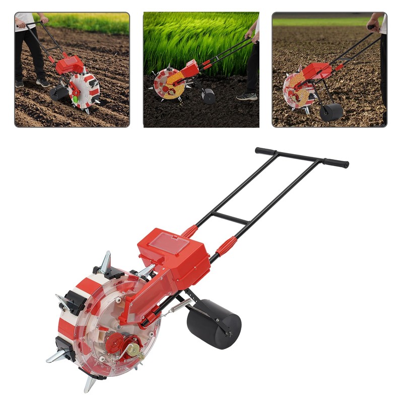 siohdagu Manual Garden Seeder, Garden Push Seeder Planter with 7