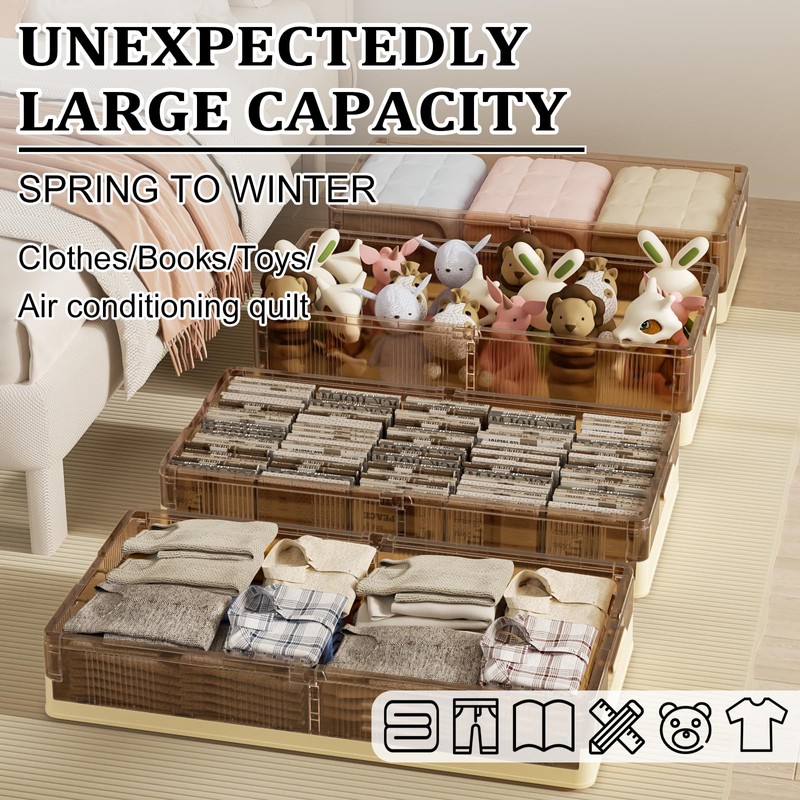 Mmucco Under Bed Storage,13.5gal 2Pack Stackable Bed Storage with Wheels