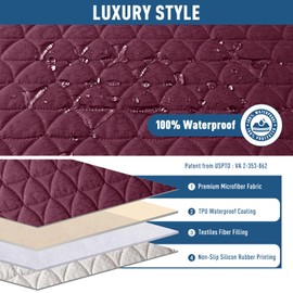 TAOCOCO 100% Waterproof Recliner Sofa Cover-Non Slip Split Couch Covers for Reclining Couches with Elastic Straps,Couch Covers for 3 Cushion Couch Sofa Pet Friendly(Wine, 3 Seater)