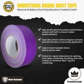 T.R.U. Set of 2 Purple Durable Duct Tape Rolls, 11 Mil Thickness, 2 Inches by 30 Yards, High Strength, Flexible, No Residue, Water-Resistant and Tearable by Hand, Versatile for Indoor and Outdoor Use