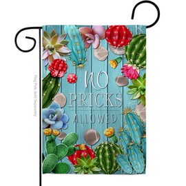 Angeleno Heritage Southwest No Pricks Allowed Garden Flag Regional Desert Cactus Country Succulent Particular Area Small Decorative Gift Yard House Banner Made in USA 13 X 18.5