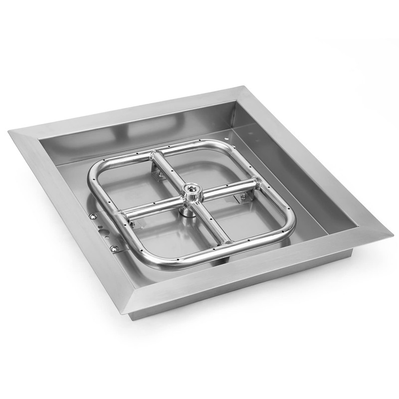 onlyfire Stainless Steel 12" Drop-in Square Fire Pit Pan, with