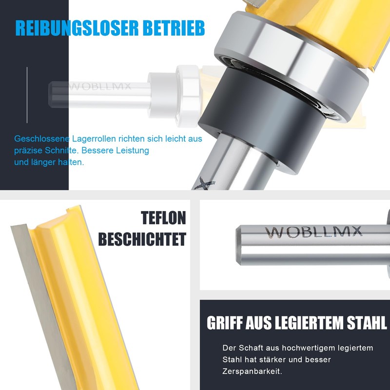 WOBLLMX 8 mm Shank Flush Cutter, Diameter 19 mm, Working