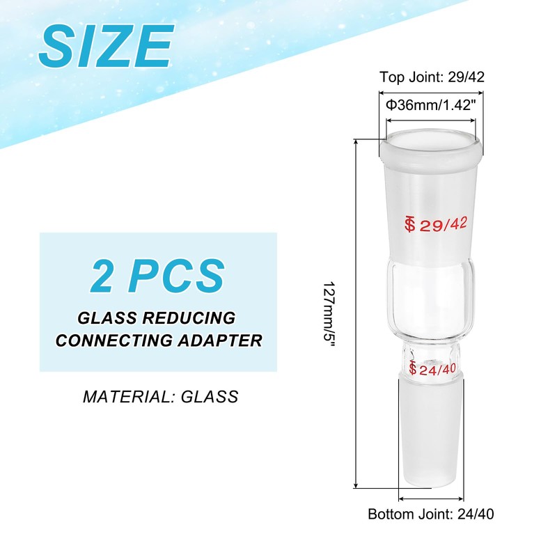 PATIKIL Glass Reducing Connecting Adapter, 2 Pcs from 29/42 Outer