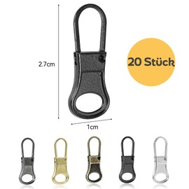 20 Piece Zip Set - 5 Colours Universal Zipper for Zip Repair, Metal Replacement Pendant, Zip for Clothes, Suitcases, Backpacks, Purses & Handbags