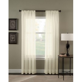 Curtainworks Trinity Crinkle Voile Sheer Curtain Panel, 51 by 132", Oyster