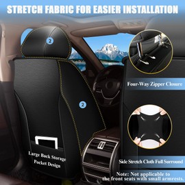 RAWAKORW for GMC Yukon Seat Covers 2007-2024 2025 2026, Front Seats, Waterproof Seat Protector, Ergonomic Waist Support, for GMC Yukon Accessories Decoration, Black