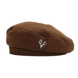 CSILOVEE Women's Beret Hat Autumn Winter Painter Hat Hat Donald Heart Decoration, Cute, Retro, Adjustable, Casual, Stylish, Spring, Autumn, Winter, Commuting to Work or School, Braun