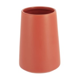 Elegant Stoneware Bathroom Tumbler & Toothbrush Holder - Flared Shape, 14 oz (Terracotta)