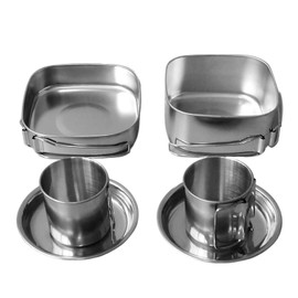 Stainless Steel Cookware Sets,Stainless Steel Kitchen Cookware Sets | Stewing Frying Portable Outdoor Kitchenware for Hiking Picnic Travel Mountaineering Survival Outside