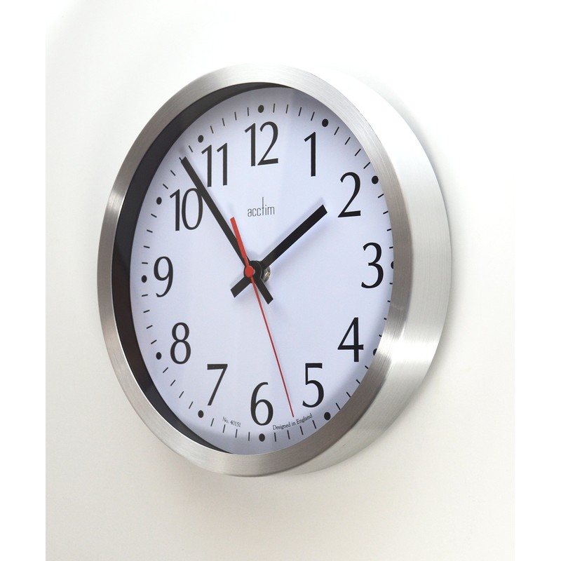 Acctim Aluminum Java Wall Clock 250mm, Silver, 17.5 x 10.3