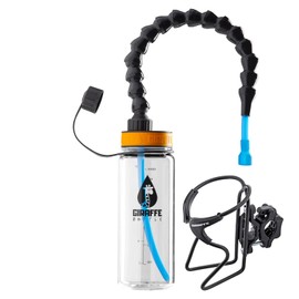 Giraffe Bottle Tower XL - Sistema de beber manos libres, botella Tritan transparente, con soporte de botella montado en tubo redondo (longitud 38 cm)