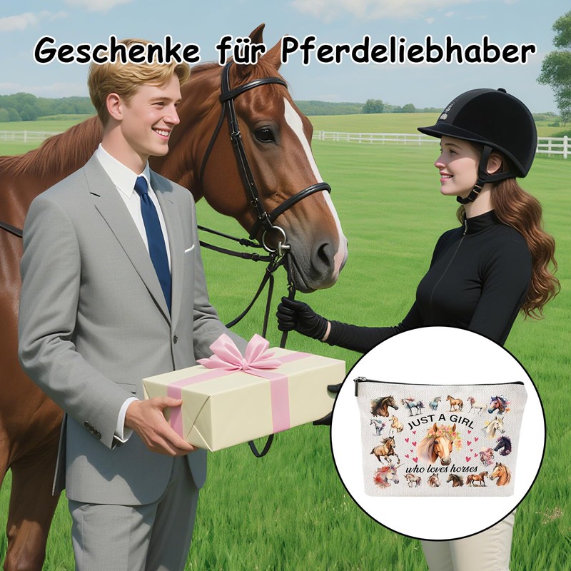 Pferde Kosmetiktasche für Frauen, Pferde Mädchen Geschenk, Reißverschluss Make up