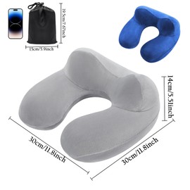 2 Pack Neck Pillow, U Shaped Travel Pillow, Inflatable Travel Pillow, Airplane Neck Pillow, 100% Soft Velvet Neck Support, Portable Pillow, Nap Pillow, Head Support, Soft Pillow, Sleep Rest for